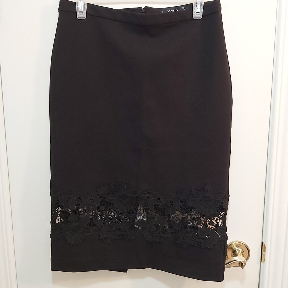 ICONE black skirt with embroidery, size 8